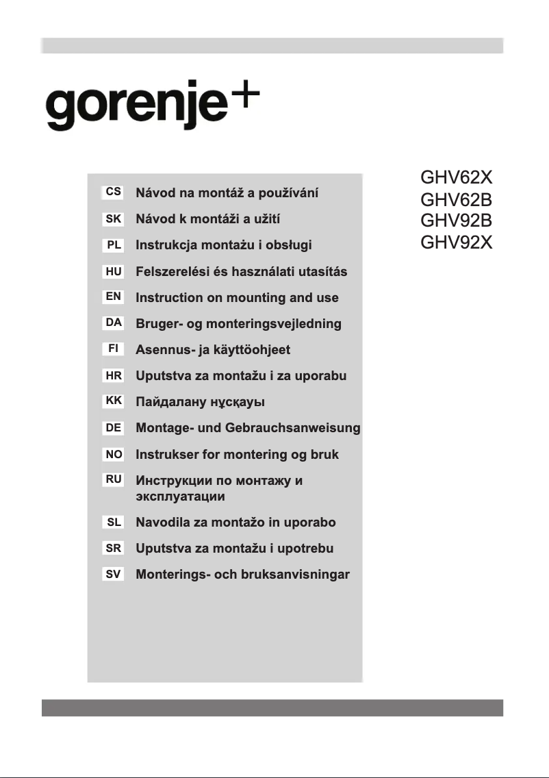 Page n°1 - Manuel utilisateur Gorenje GHV62B
