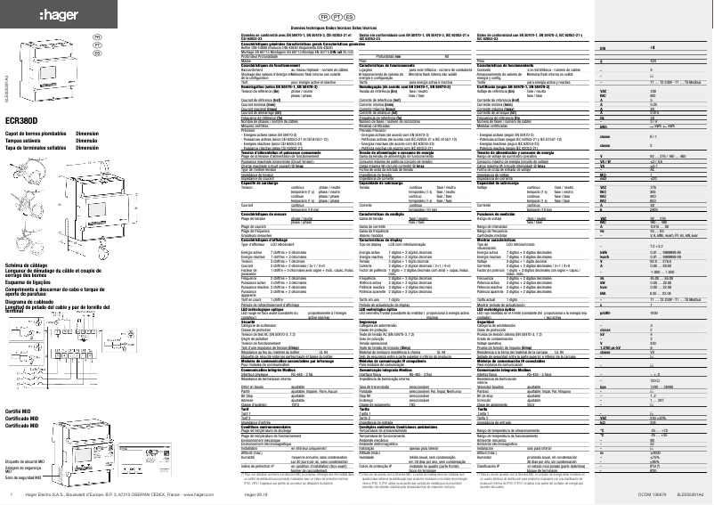 Page 1 de la notice Manuel utilisateur Hager ECR380D