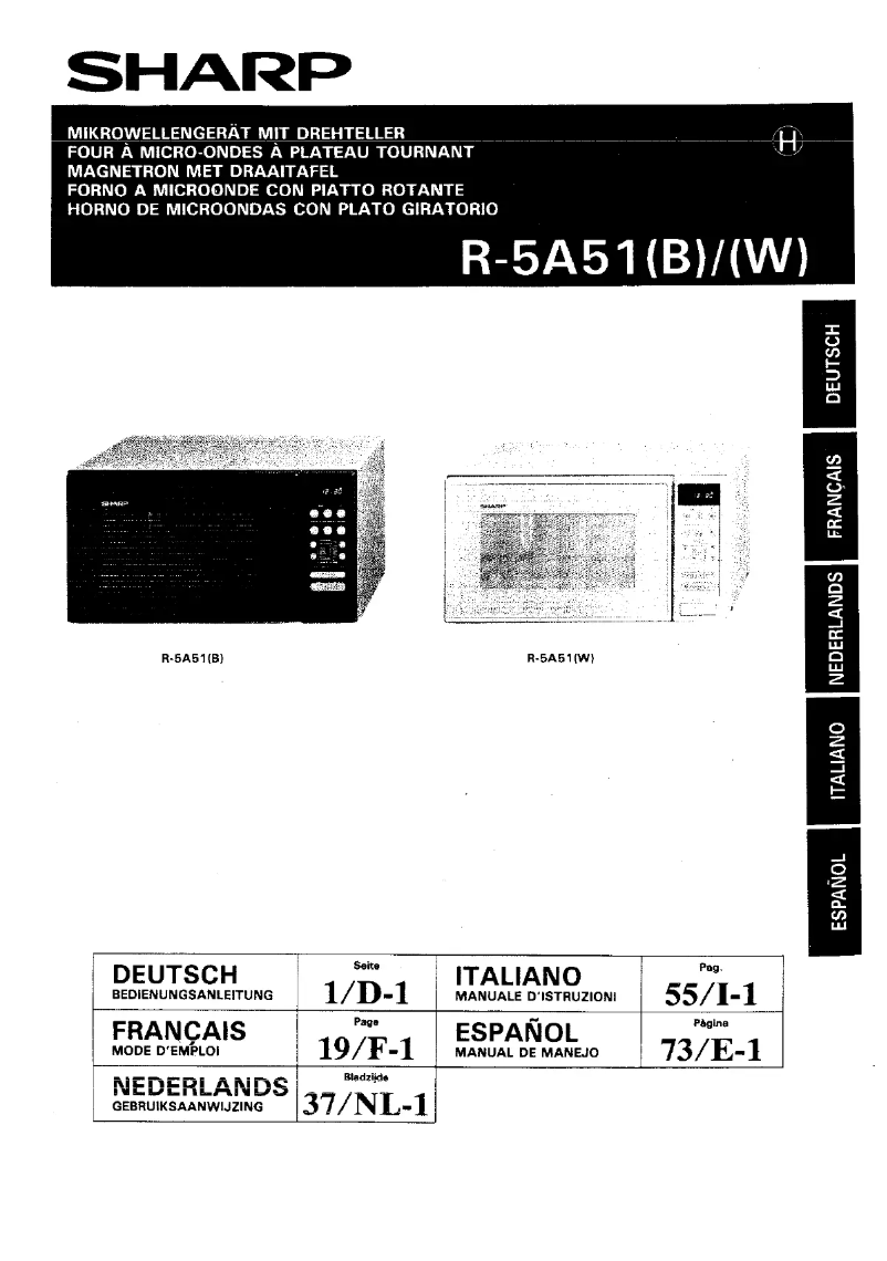 Page 1 de la notice Manuel utilisateur Sharp R-5A51W