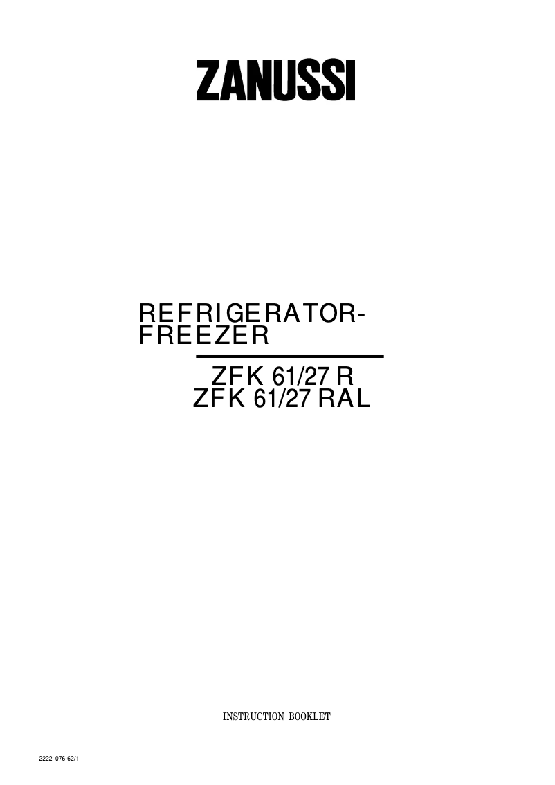 Image de la première page du manuel de l'appareil ZFK61/27RAL
