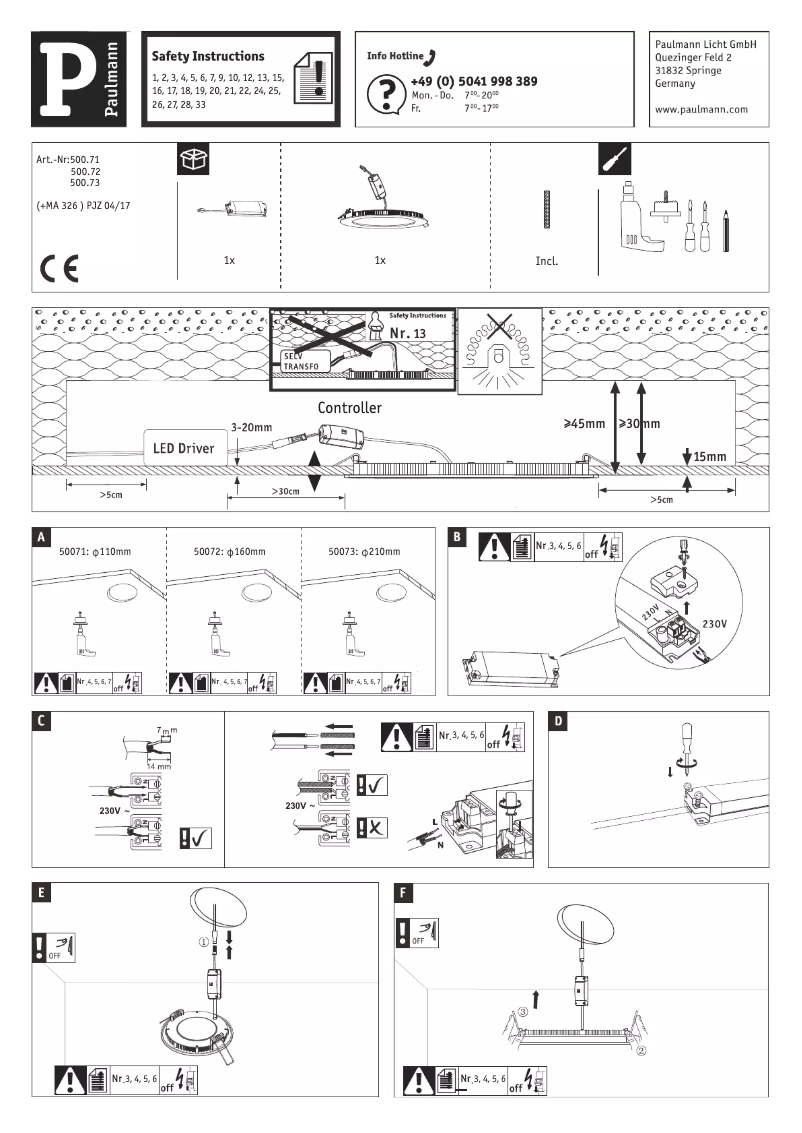 Page 1 de la notice Manuel utilisateur Paulmann 500.71