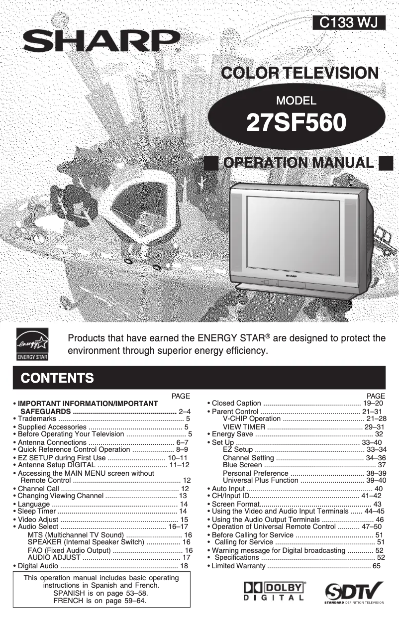 Página 1 del manual Manual de usuario Sharp 27SF560