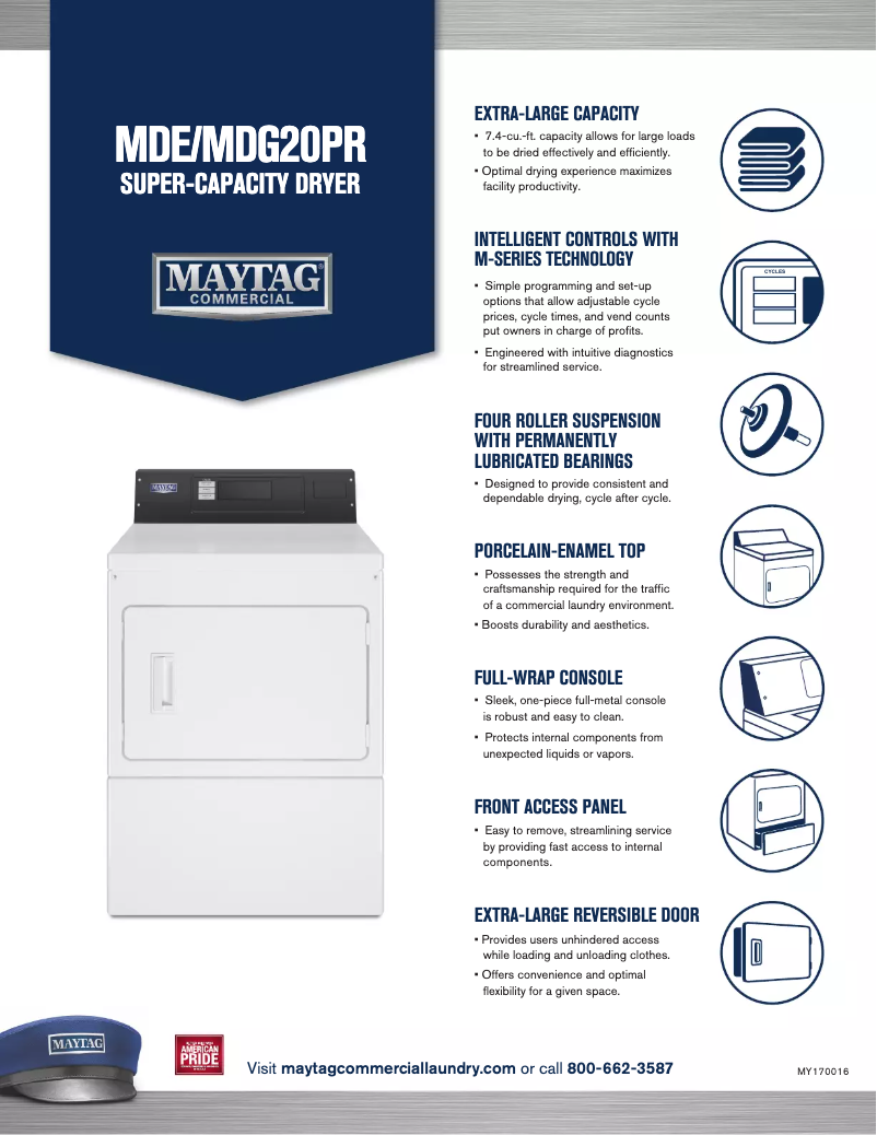 Page 1 de la notice Fiche technique Maytag MDE20PRAYW