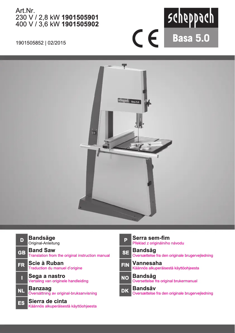 Image de la première page du manuel de l'appareil Basa 5.0