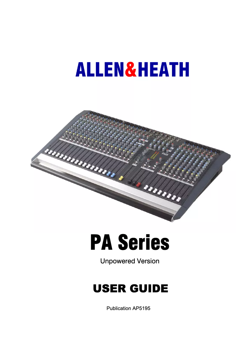 Page n°1 - Mode d'emploi Allen & Heath PA20