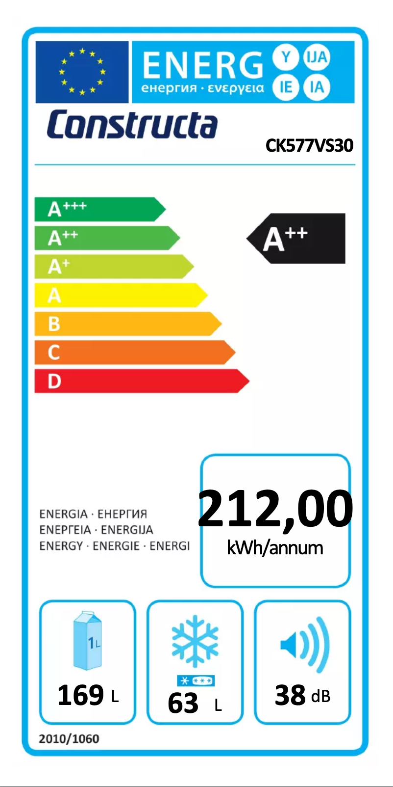 Page n°1 - Label énergétique Constructa CK577VS30