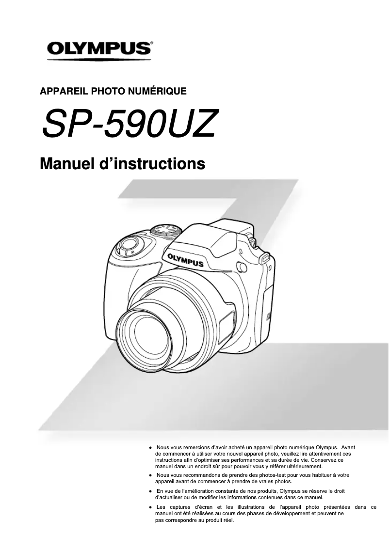 Page 1 de la notice Manuel utilisateur Olympus SP‑590UZ