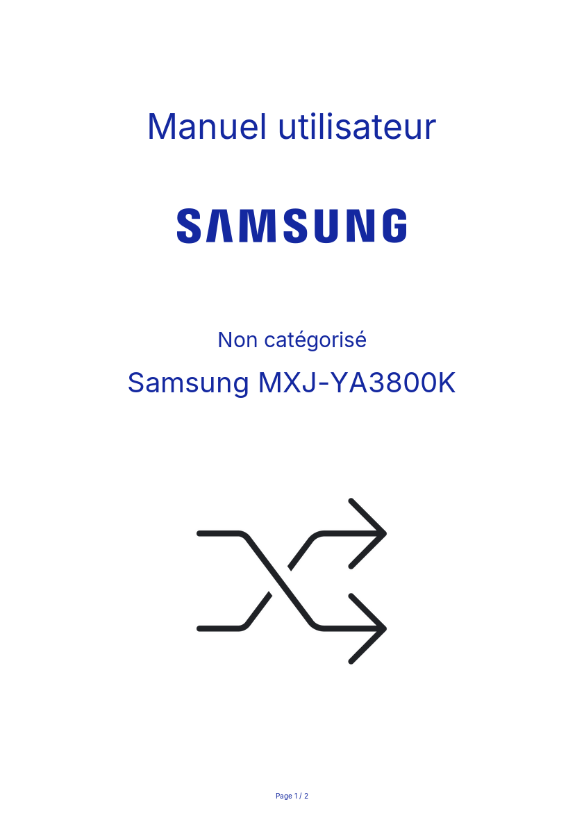Page n°1 - Manuel utilisateur Samsung MXJ-YA3800K