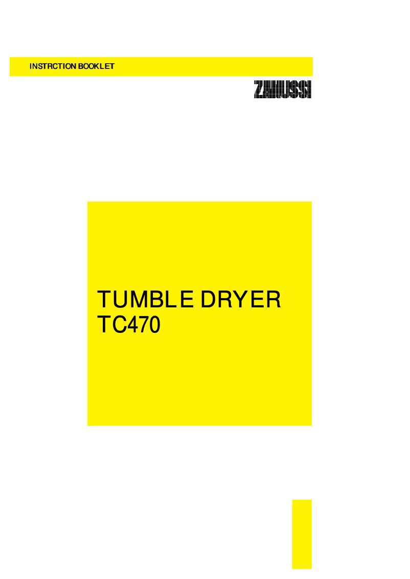 Page n°1 - Manuel utilisateur Zanussi TC 470