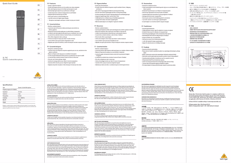Página 1 del manual Manual de usuario Behringer SL 75C
