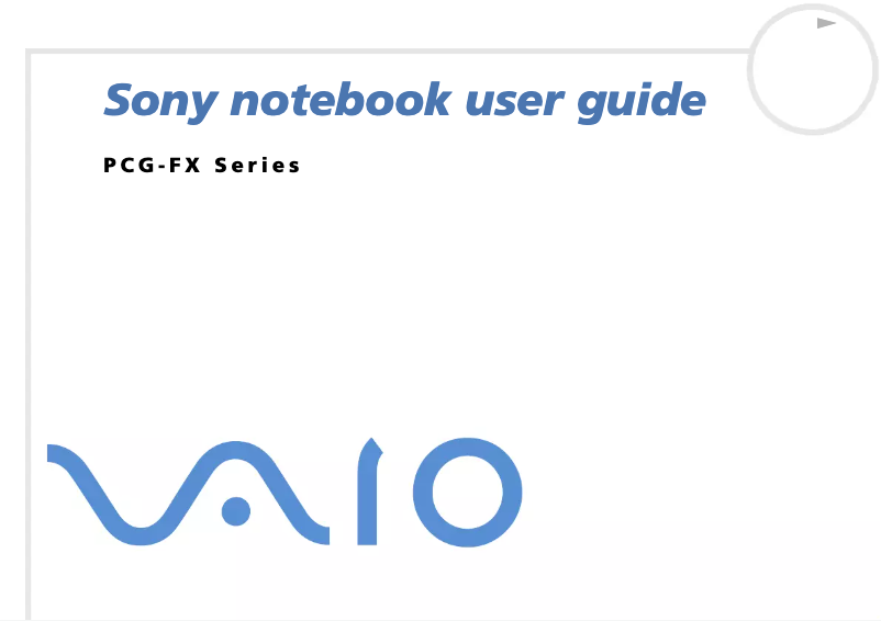 Page n°1 - Manuel utilisateur Sony Vaio PCG-FX405