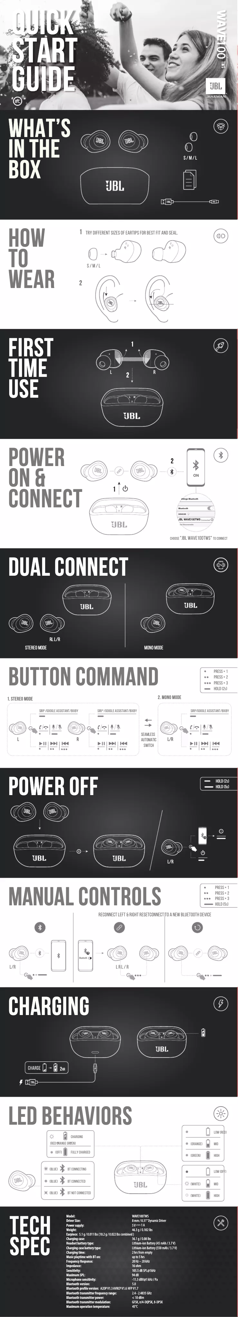 Page n°1 - Manuel utilisateur JBL Wave 100TWS