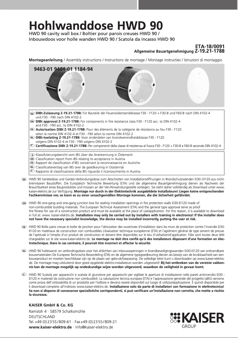 Image de la première page du manuel de l'appareil 9464-01
