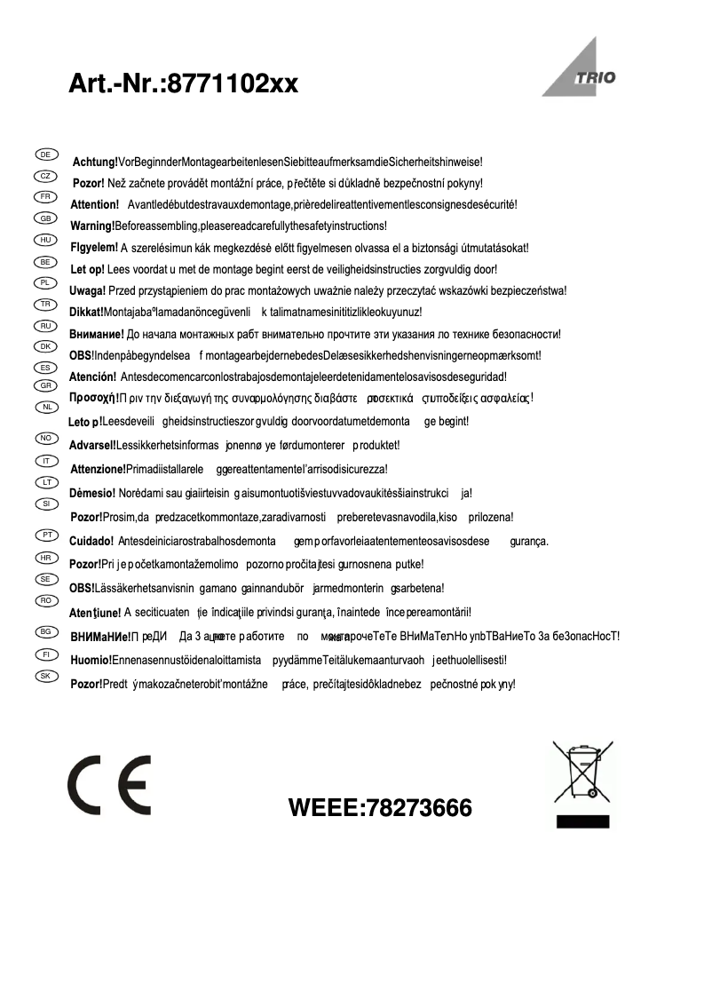 Image de la première page du manuel de l'appareil Cassini 877110207