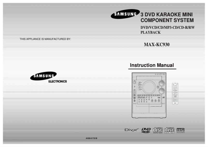 Page 1 de la notice Manuel utilisateur Samsung MAX-KC930