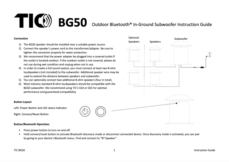 Page 1 de la notice Manuel utilisateur TIC BG50
