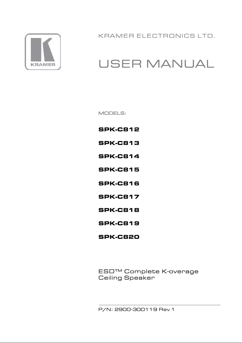 Page 1 de la notice Manuel utilisateur Kramer SPK-C818