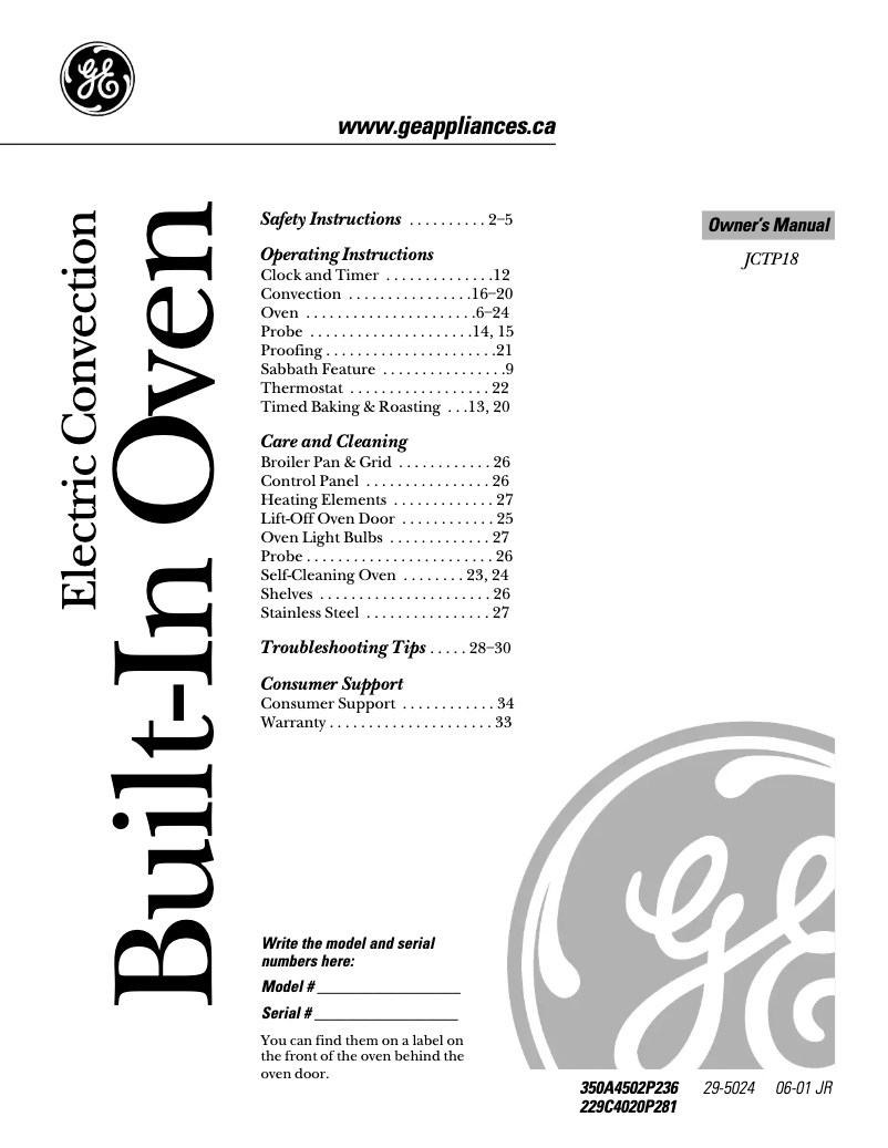 Imagen de la primera página del manual del dispositivo JCTP18BDBB