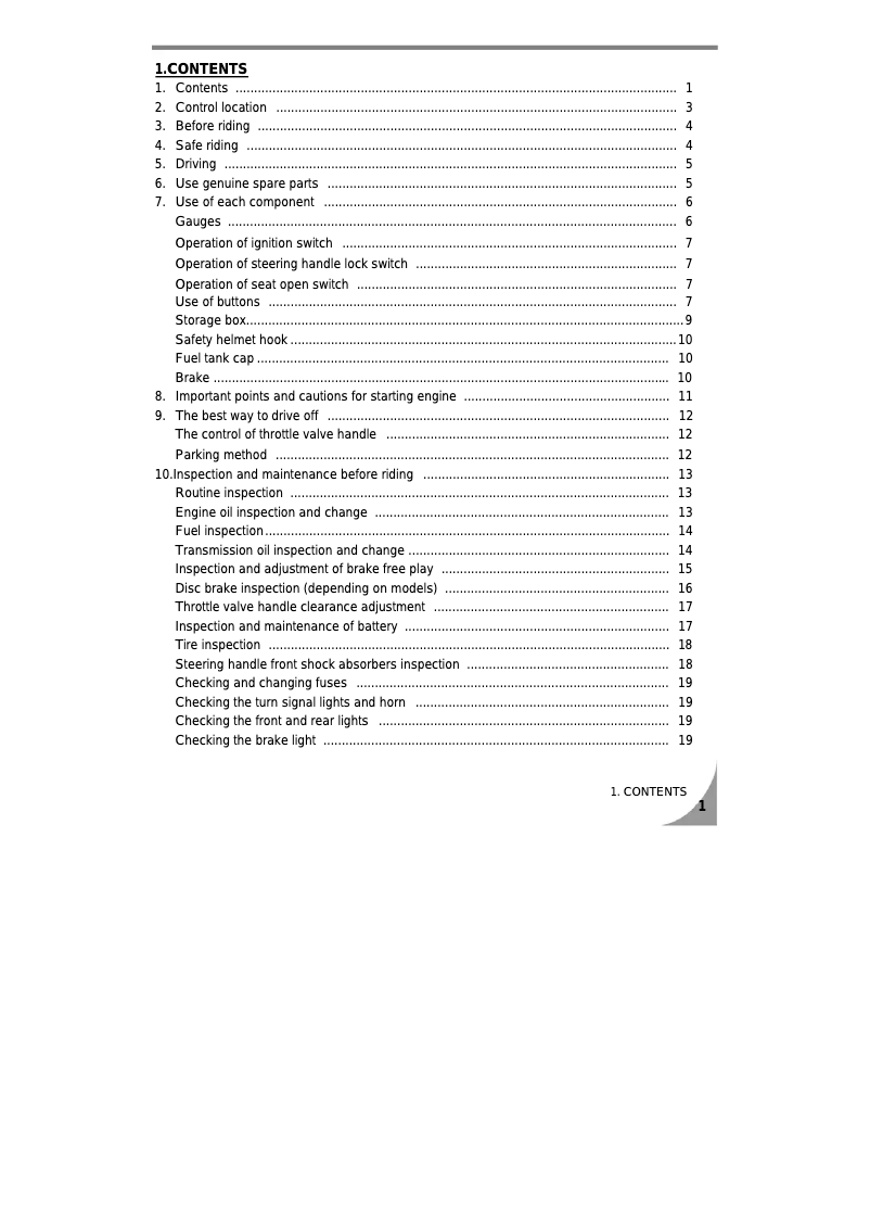 Page 1 de la notice Manuel utilisateur SYM Symply 125