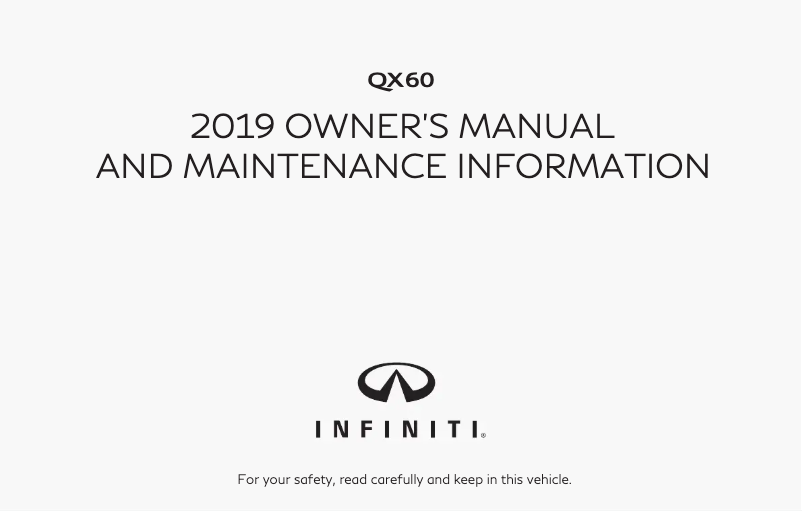 Image de la première page du manuel de l'appareil QX60 (2019)