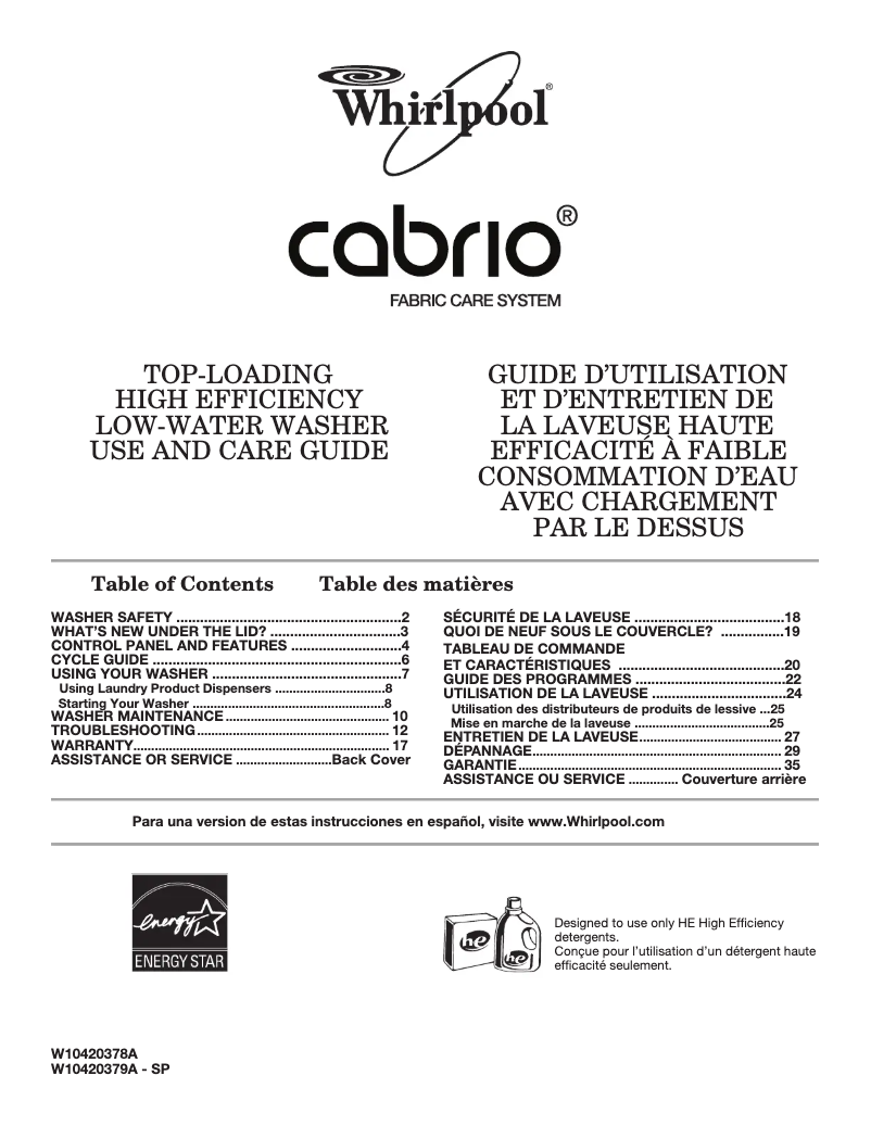 Imagen de la primera página del manual del dispositivo WTW5700XW