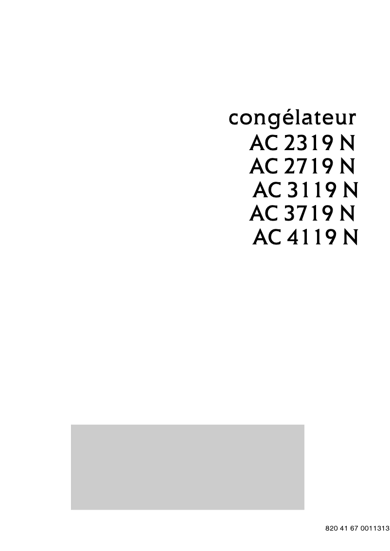 Page n°1 - Manuel utilisateur Arthur Martin-Electrolux AC 3119 N