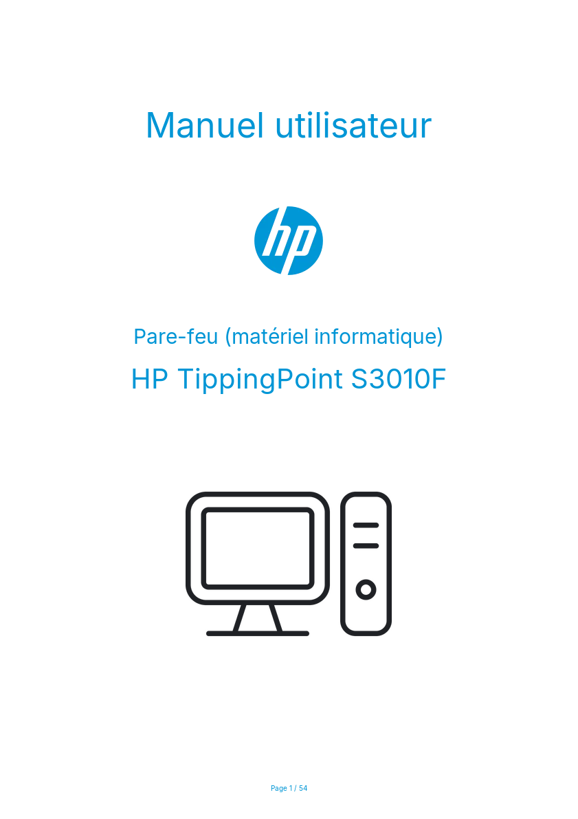 Page n°1 - Manuel utilisateur HP TippingPoint S3010F