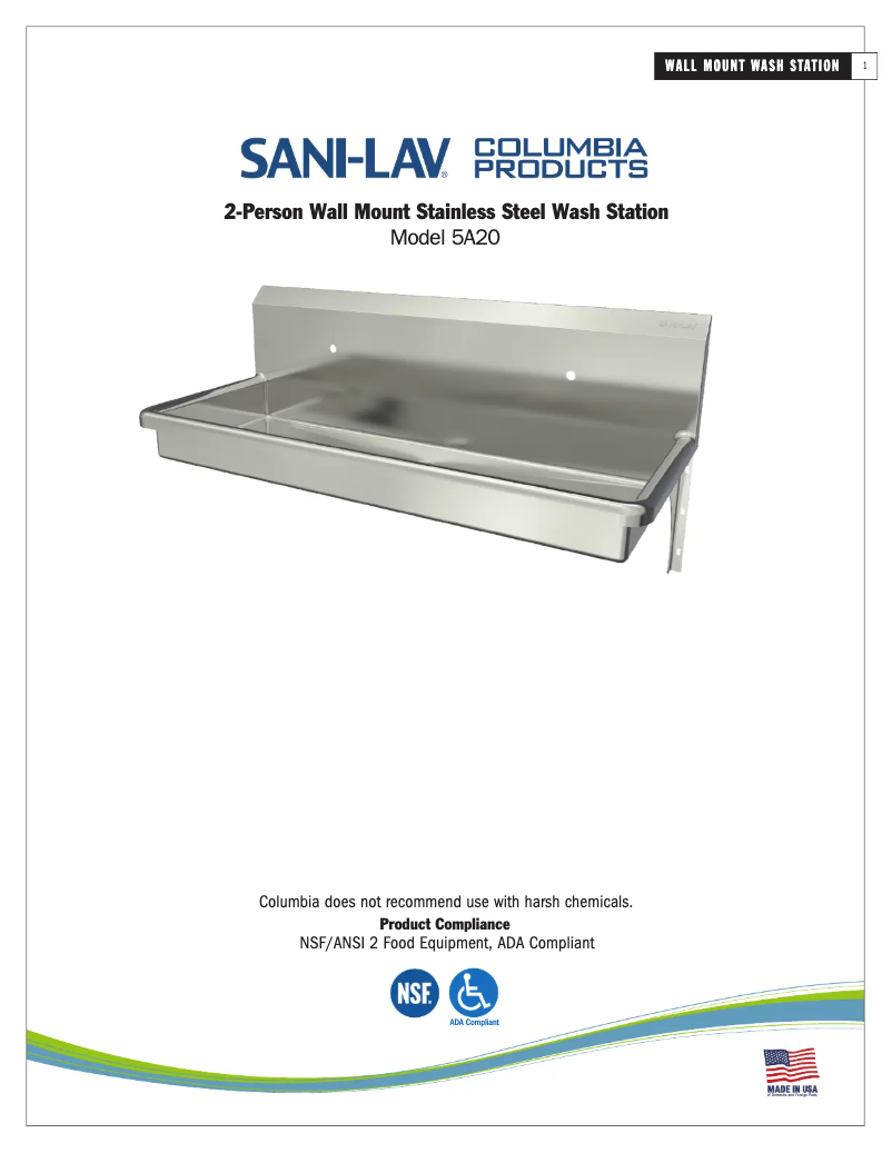 Page n°1 - Manuel utilisateur Sani-Lav 5A20