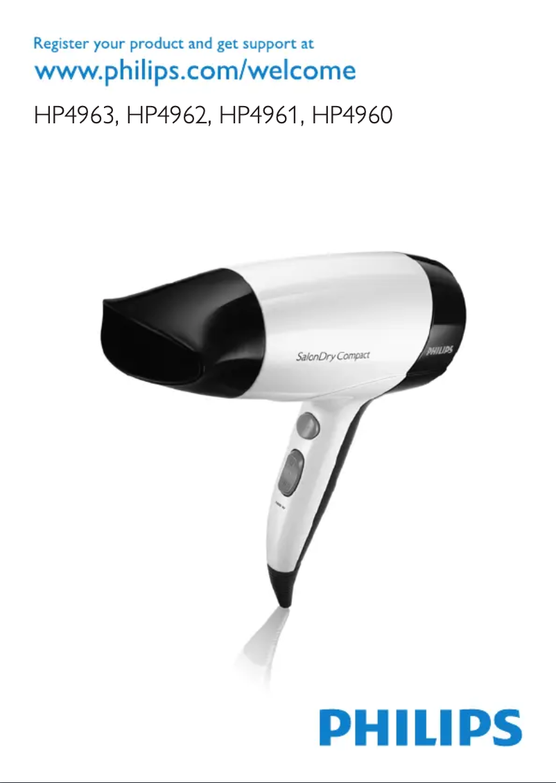 Page n°1 - Manuel utilisateur Philips SalonDry Compact HP4961