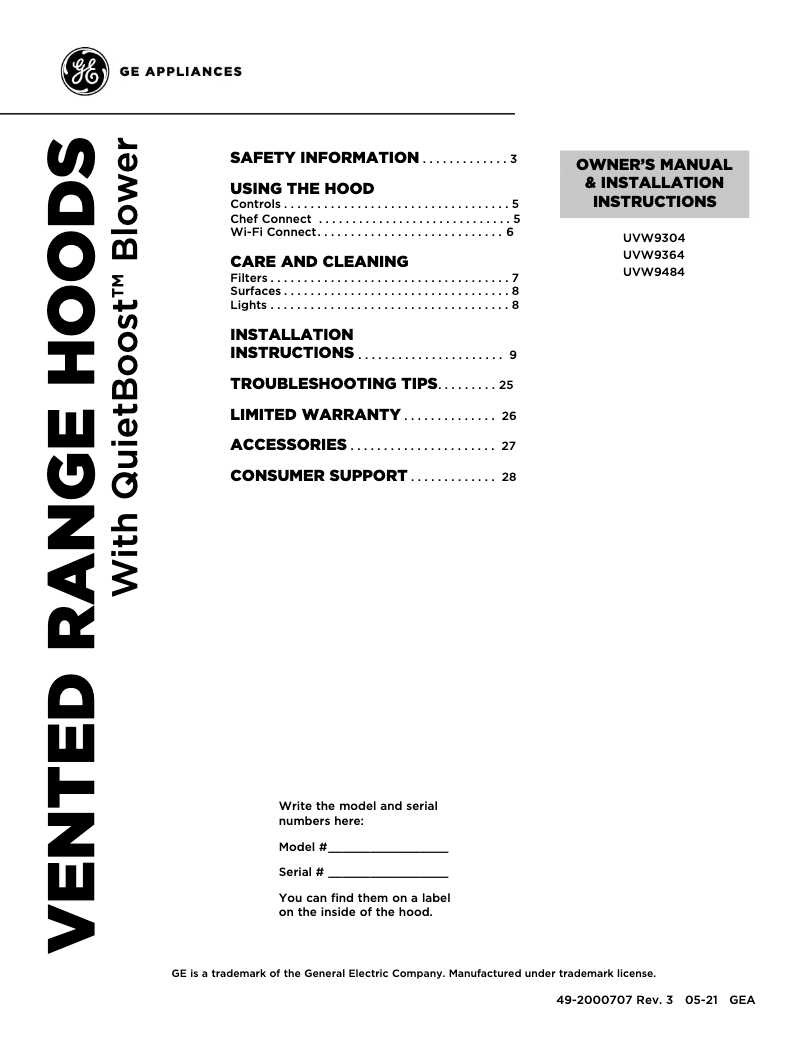 Page n°1 - Manuel utilisateur Monogram UVW93642PSS