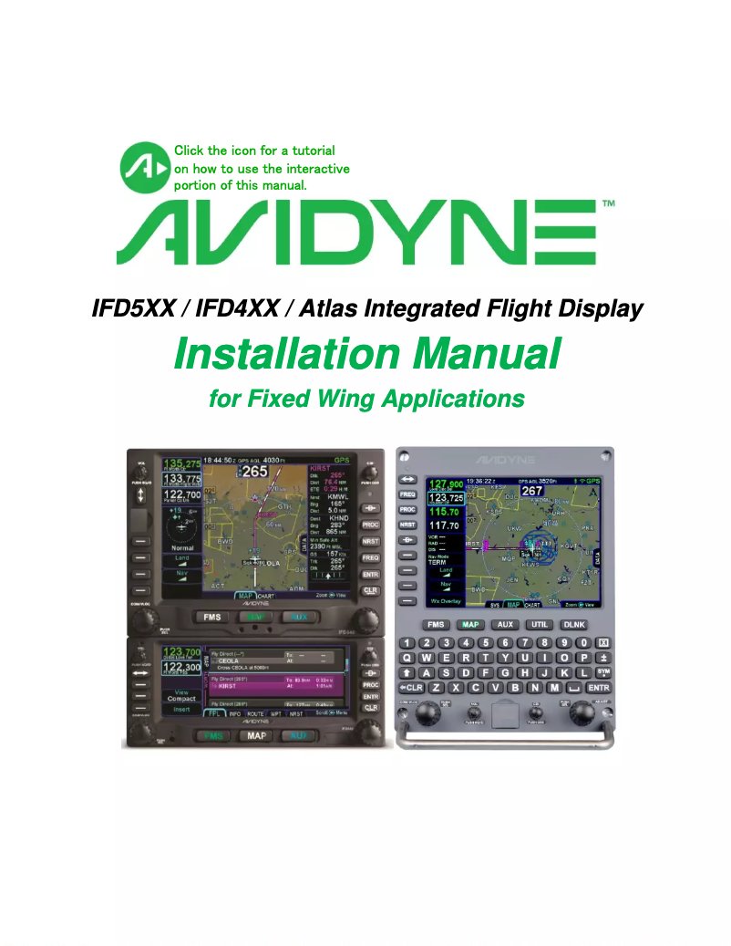 Page n°1 - Manuel utilisateur Avidyne IFD510
