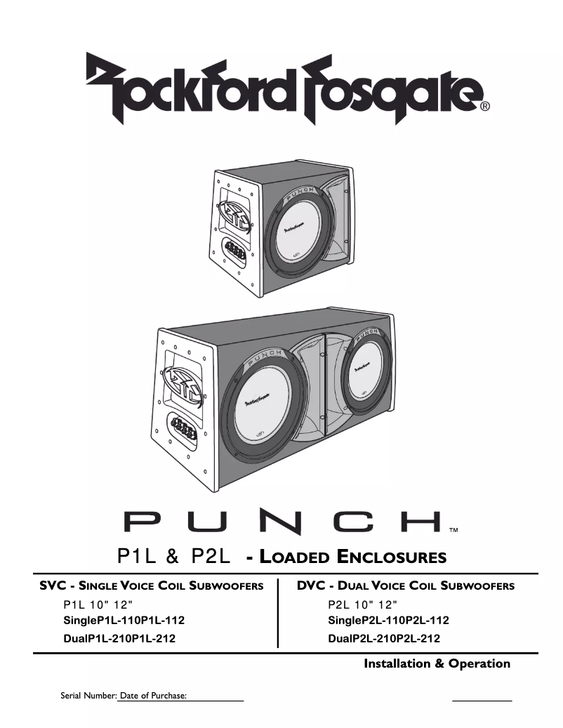 Page 1 de la notice Manuel utilisateur Rockford Fosgate Punch P2L-110