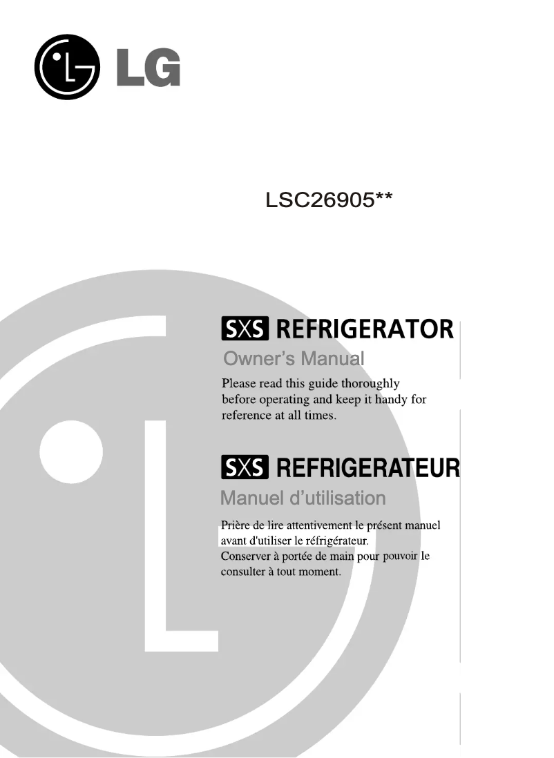 Page 1 de la notice Manuel utilisateur LG LSC26905SW