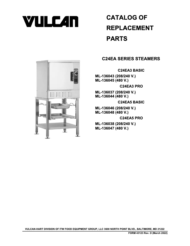 Page 1 de la notice Catalogue Vulcan C24EA3-LWE