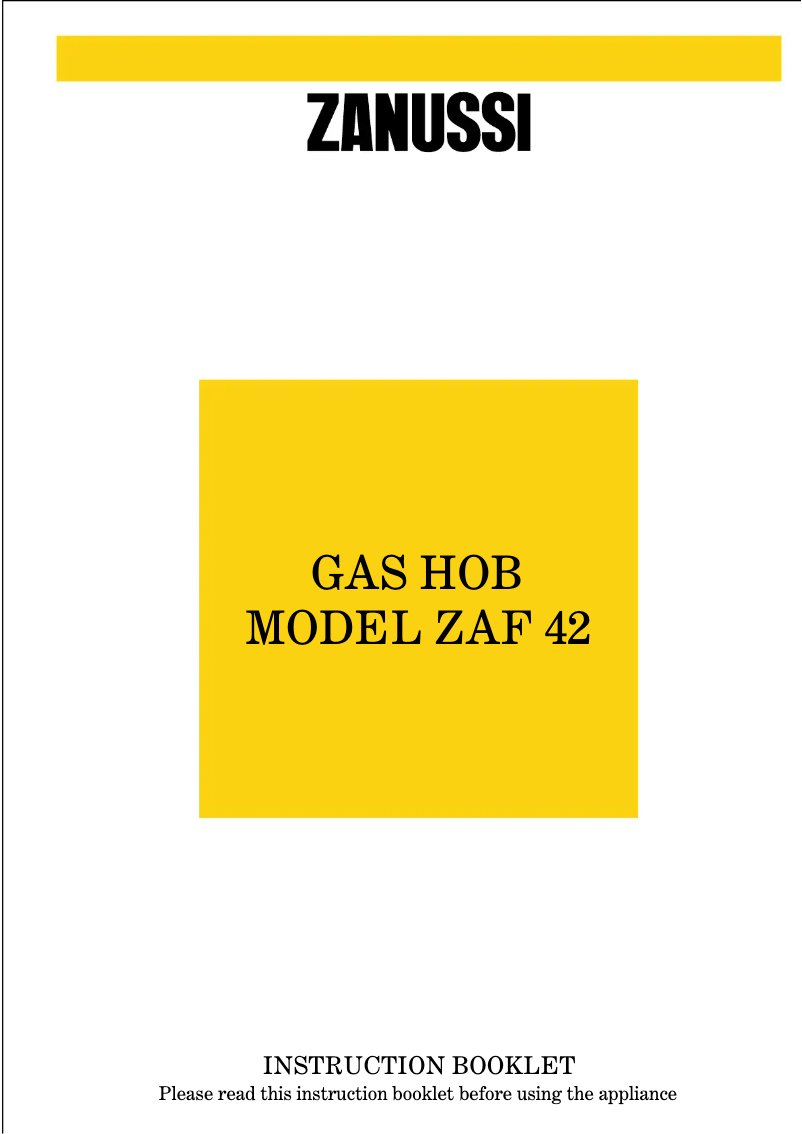 Page 1 de la notice Manuel utilisateur Zanussi ZAF42GX
