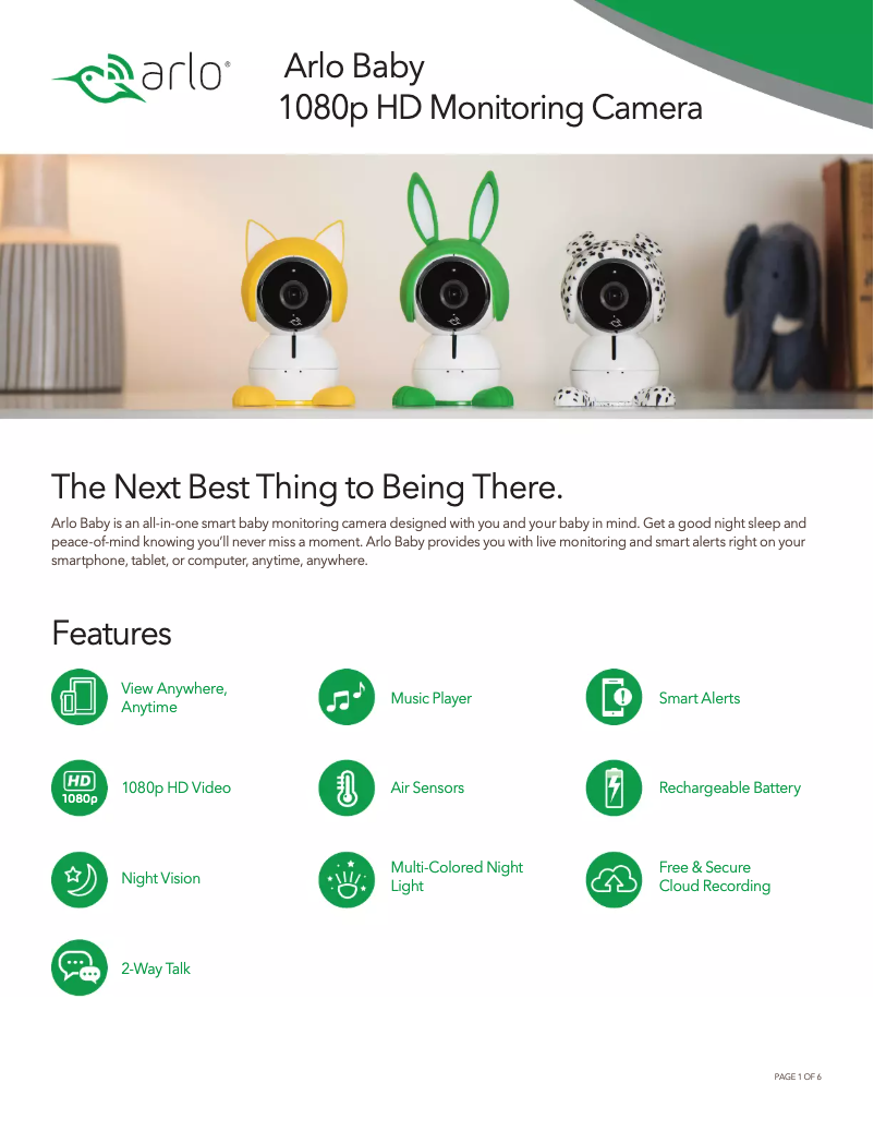 Image de la première page du manuel de l'appareil Baby 1080p HD Monitoring Camera