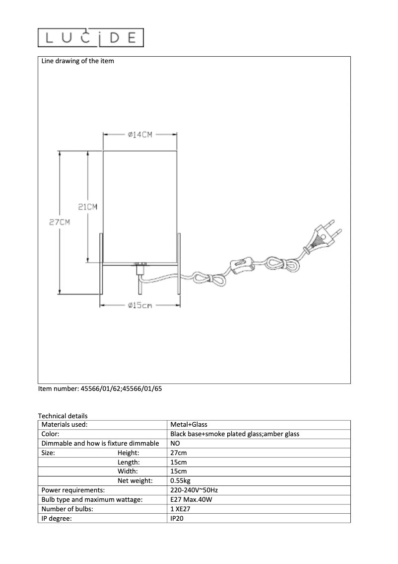 Page 1 de la notice Manuel utilisateur Lucide Steffie