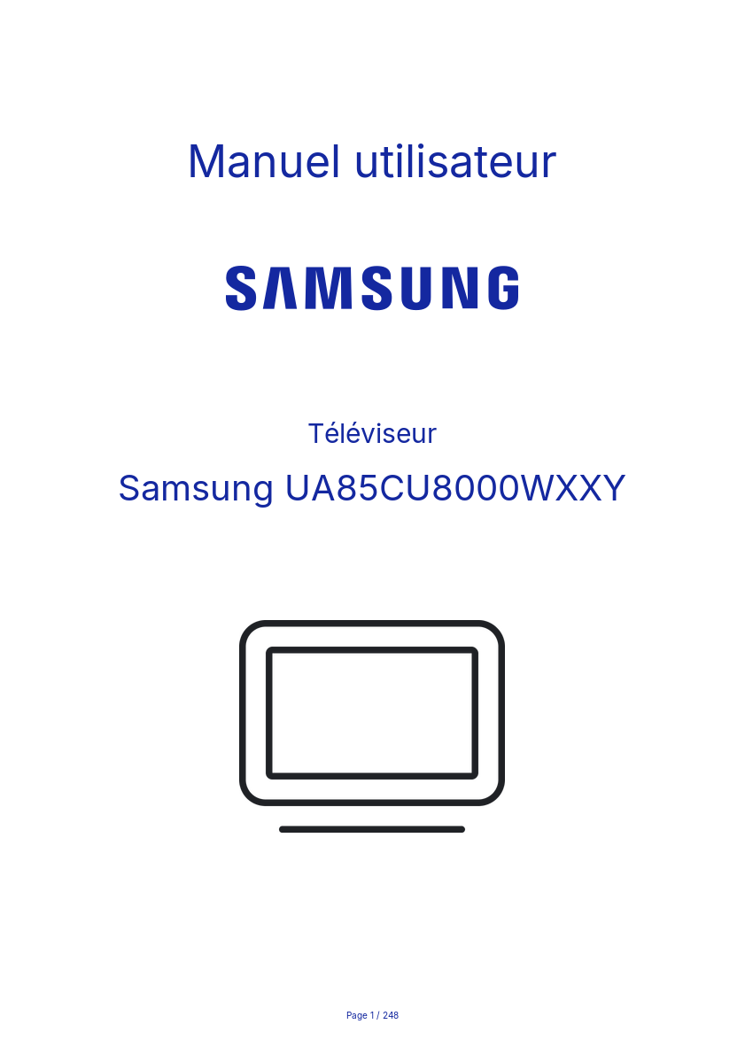 Image de la première page du manuel de l'appareil UA85CU8000WXXY