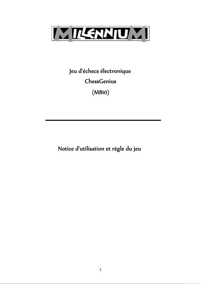 Image de la première page du manuel de l'appareil ChessGenius M810