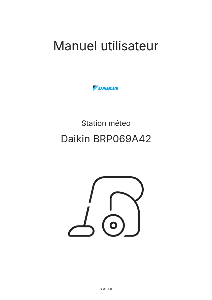 Page n°1 - Manuel utilisateur Daikin BRP069A42