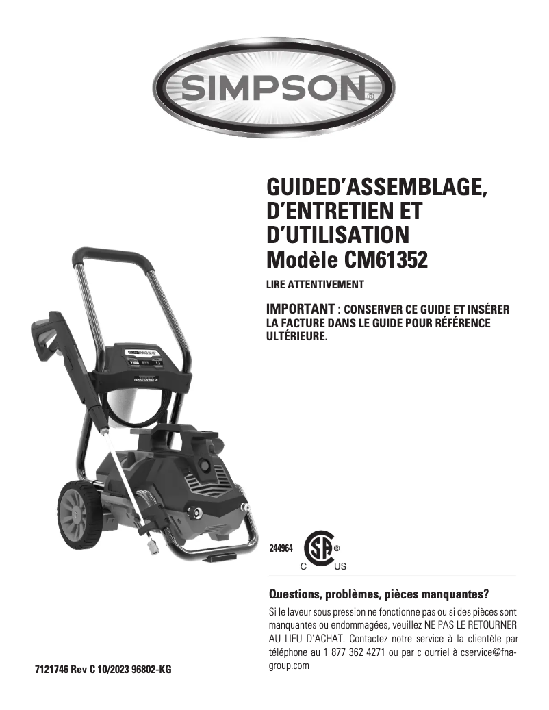Page n°1 - Manuel utilisateur Simpson CM61352