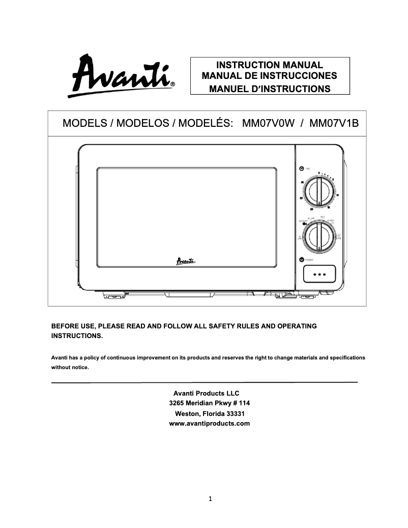 Imagen de la primera página del manual del dispositivo MM07V1B