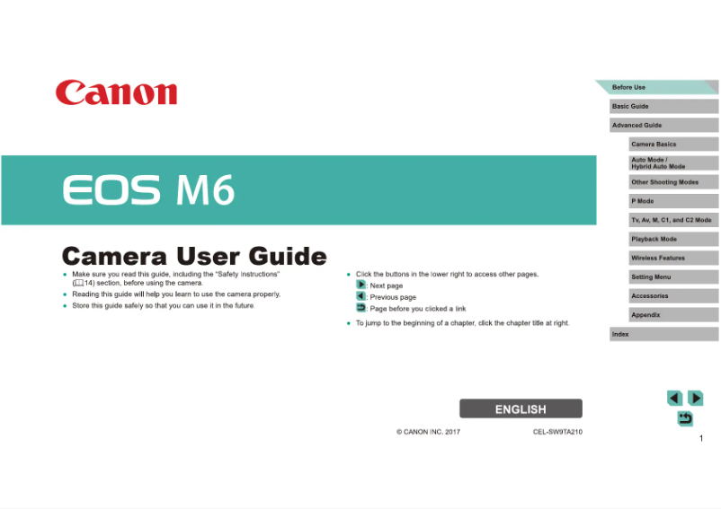 Page 1 de la notice Manuel utilisateur Canon EOS M6