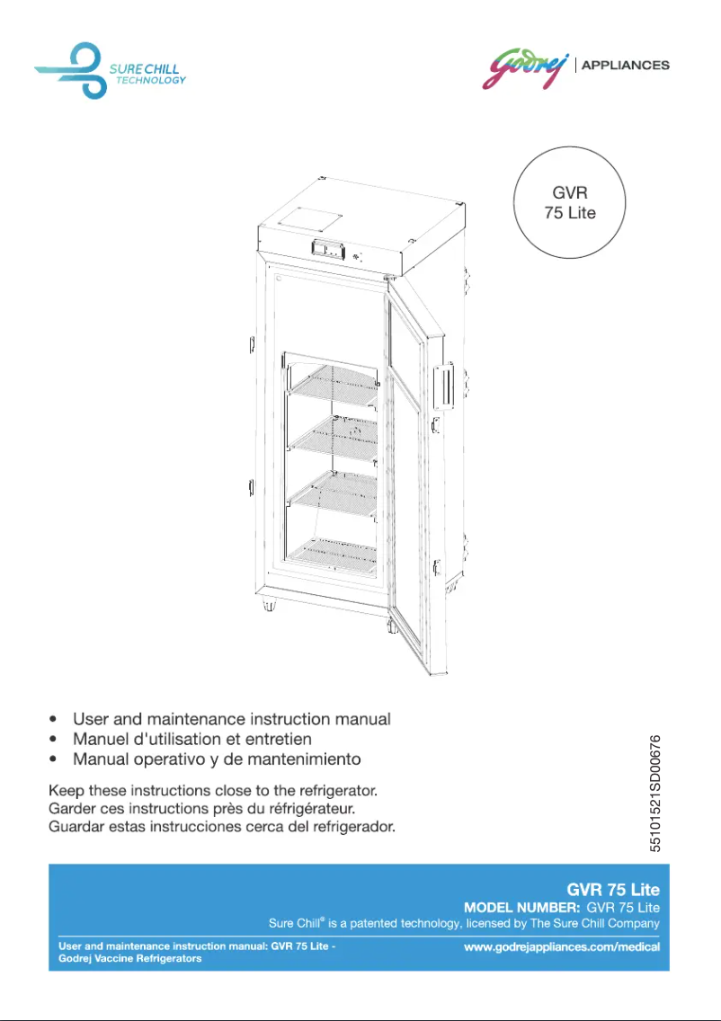 Page 1 de la notice Manuel utilisateur Godrej GVR 75 LITE