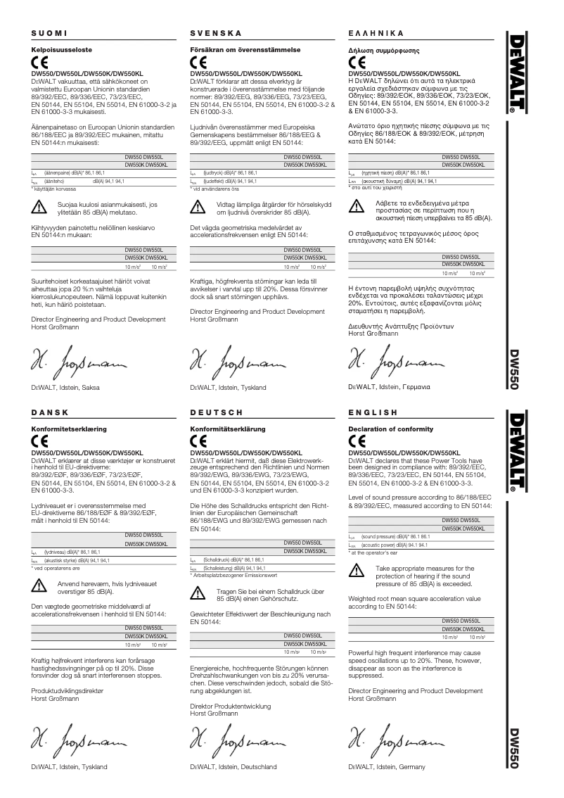 Image de la première page du manuel de l'appareil DW550