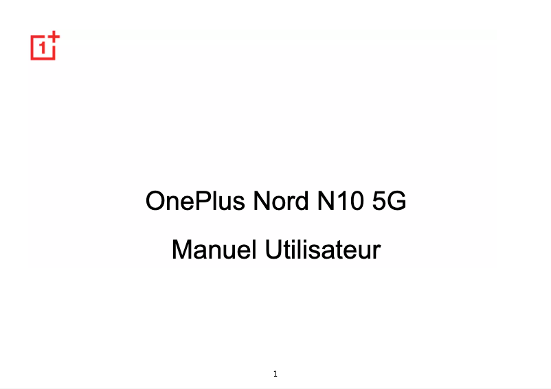 Page n°1 - Manuel utilisateur OnePlus Nord N10 5G