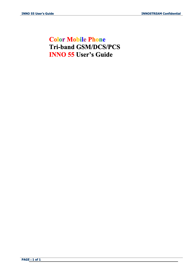 Page n°1 - Manuel utilisateur Innostream INNO 55