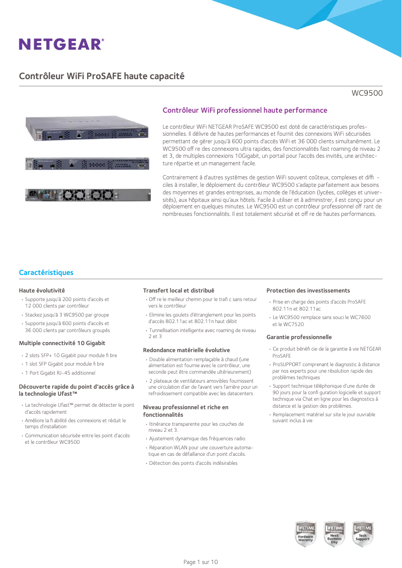 Image de la première page du manuel de l'appareil ProSafe WC9500