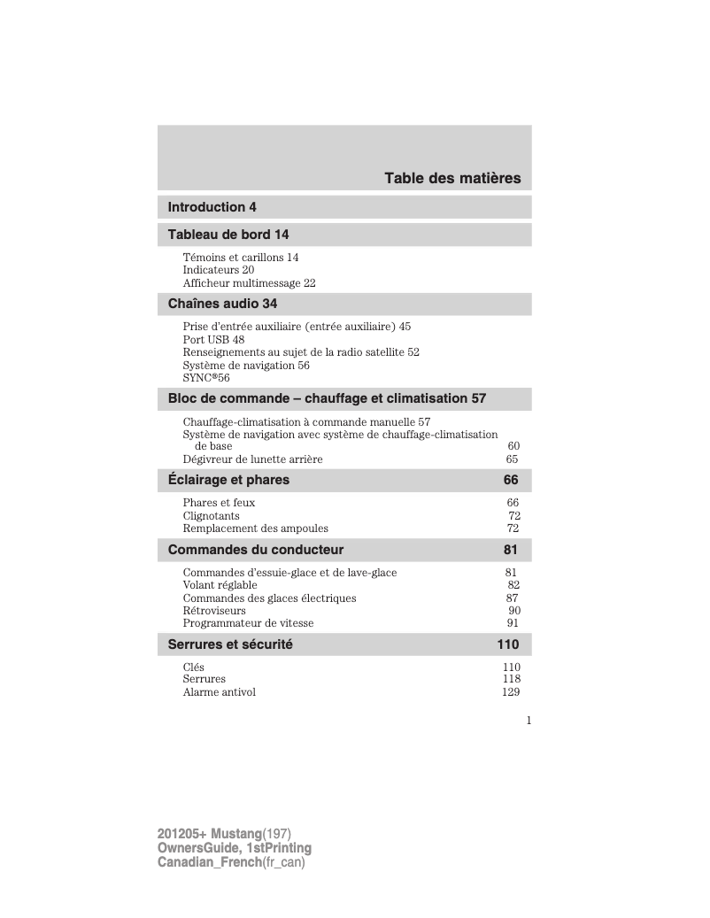 Image de la première page du manuel de l'appareil Mustang (2012)