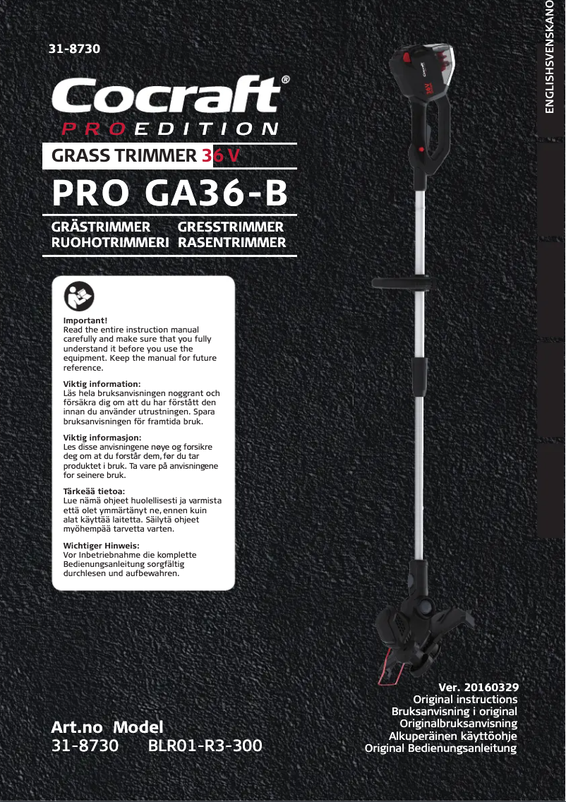 Image de la première page du manuel de l'appareil PRO Edition GA36-B